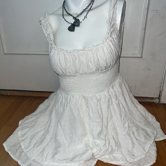 UO Rosie Smocked Tiered Ruffle Romper - Picture 1 of 5